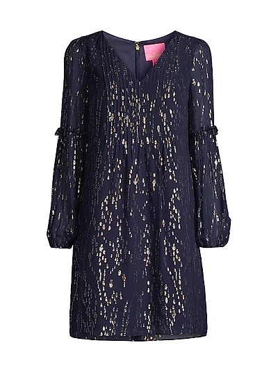 Cleme Metallic Silk-Blend Minidress