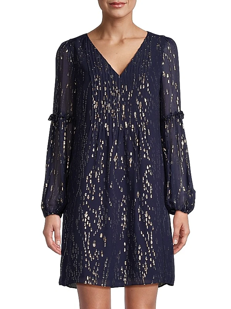 Cleme Metallic Silk-Blend Minidress