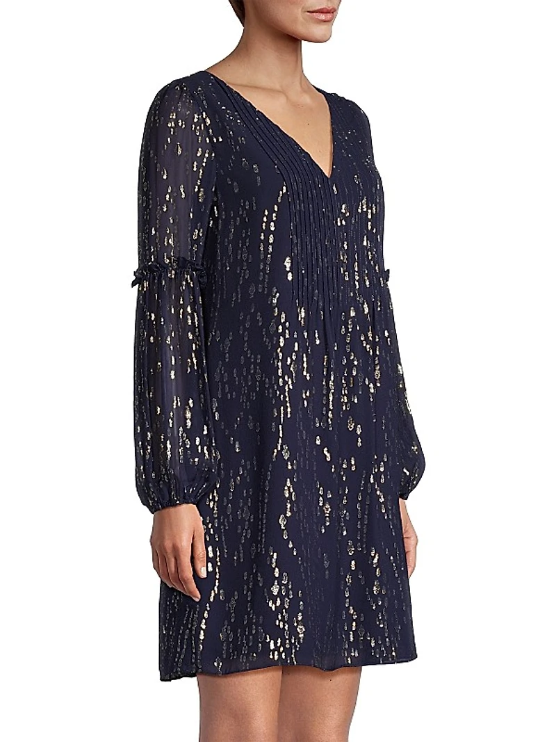 Cleme Metallic Silk-Blend Minidress