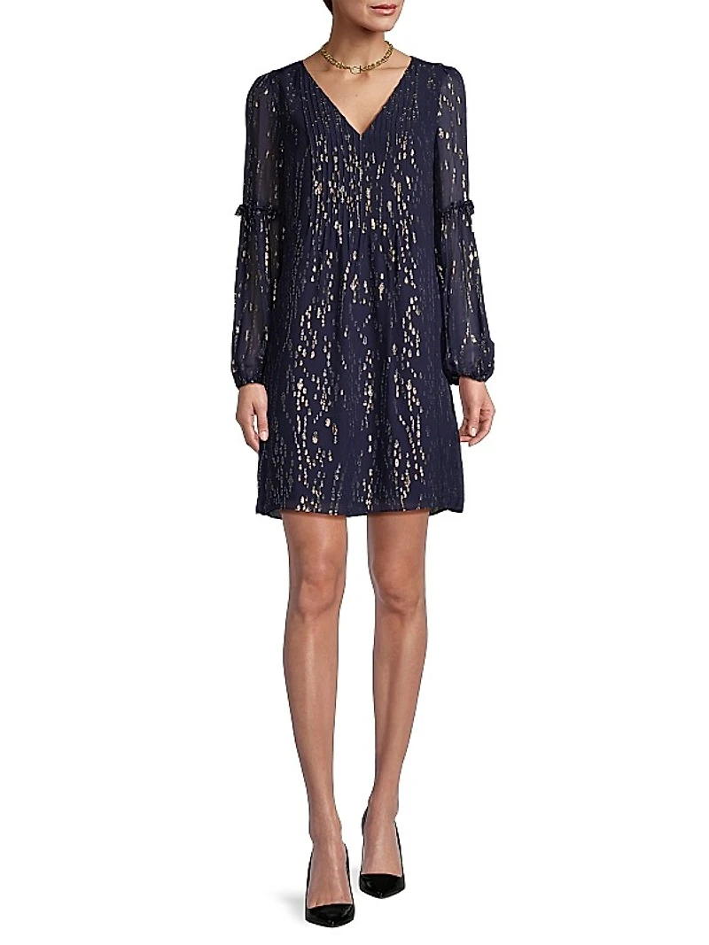 Cleme Metallic Silk-Blend Minidress