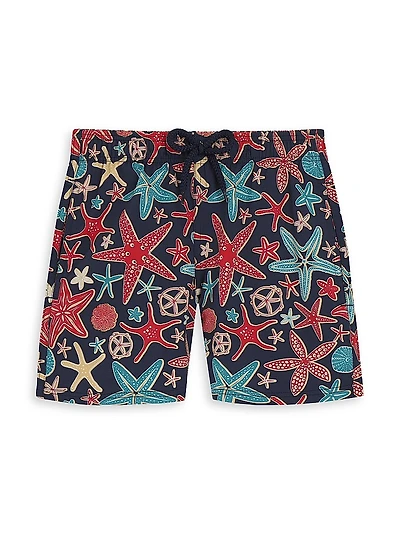 Little Boy's & Starfish Print Swim Trunks