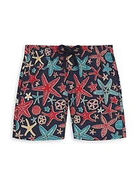 Little Boy's & Starfish Print Swim Trunks