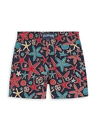 Little Boy's & Starfish Print Swim Trunks