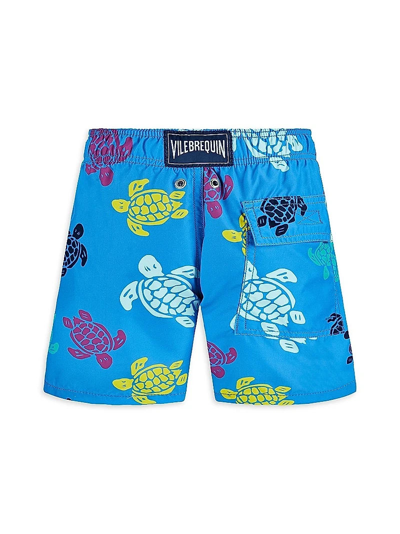 Little Boy's & Jim Turtle Print Swim Trunks