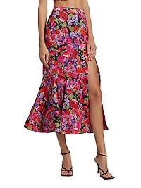 Clyde Flared Floral Midi-Skirt