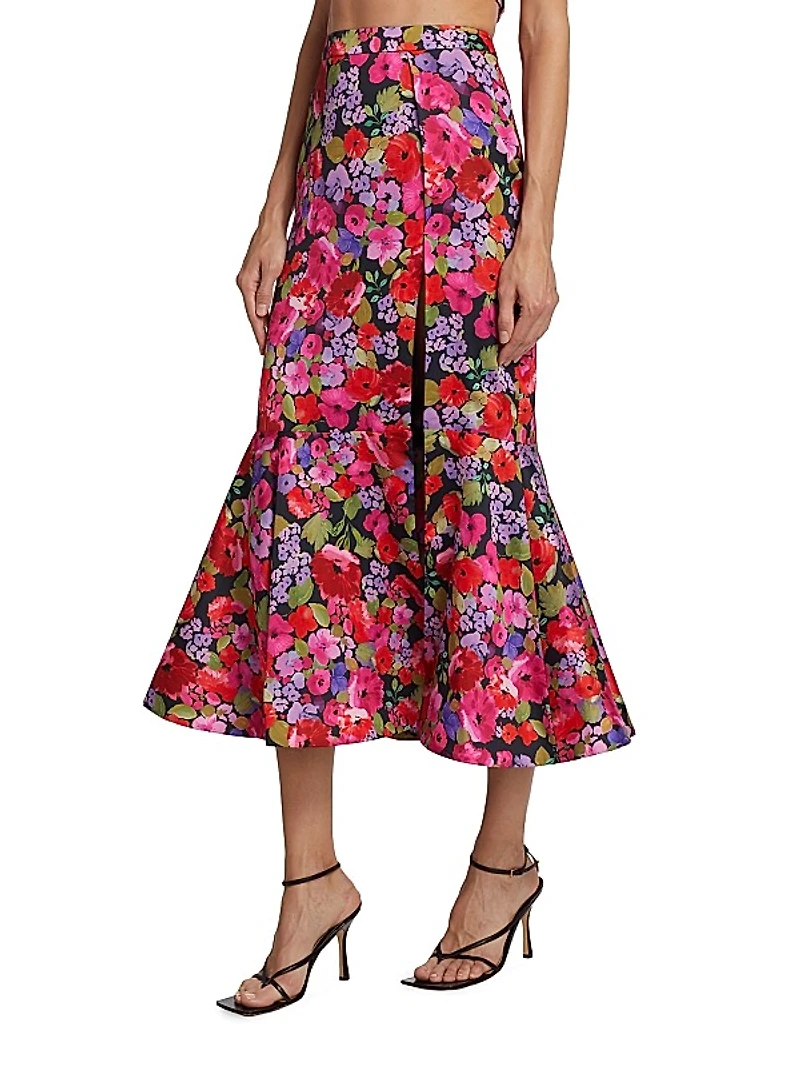 Clyde Flared Floral Midi-Skirt