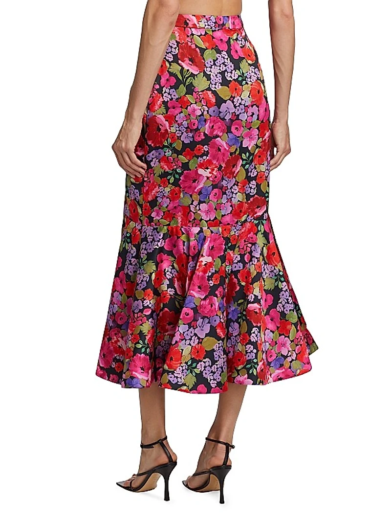 Clyde Flared Floral Midi-Skirt