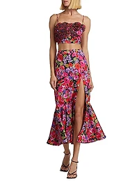 Clyde Flared Floral Midi-Skirt