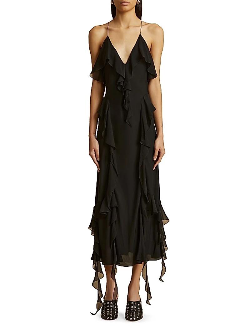 Pim Ruffle Silk Maxi Dress