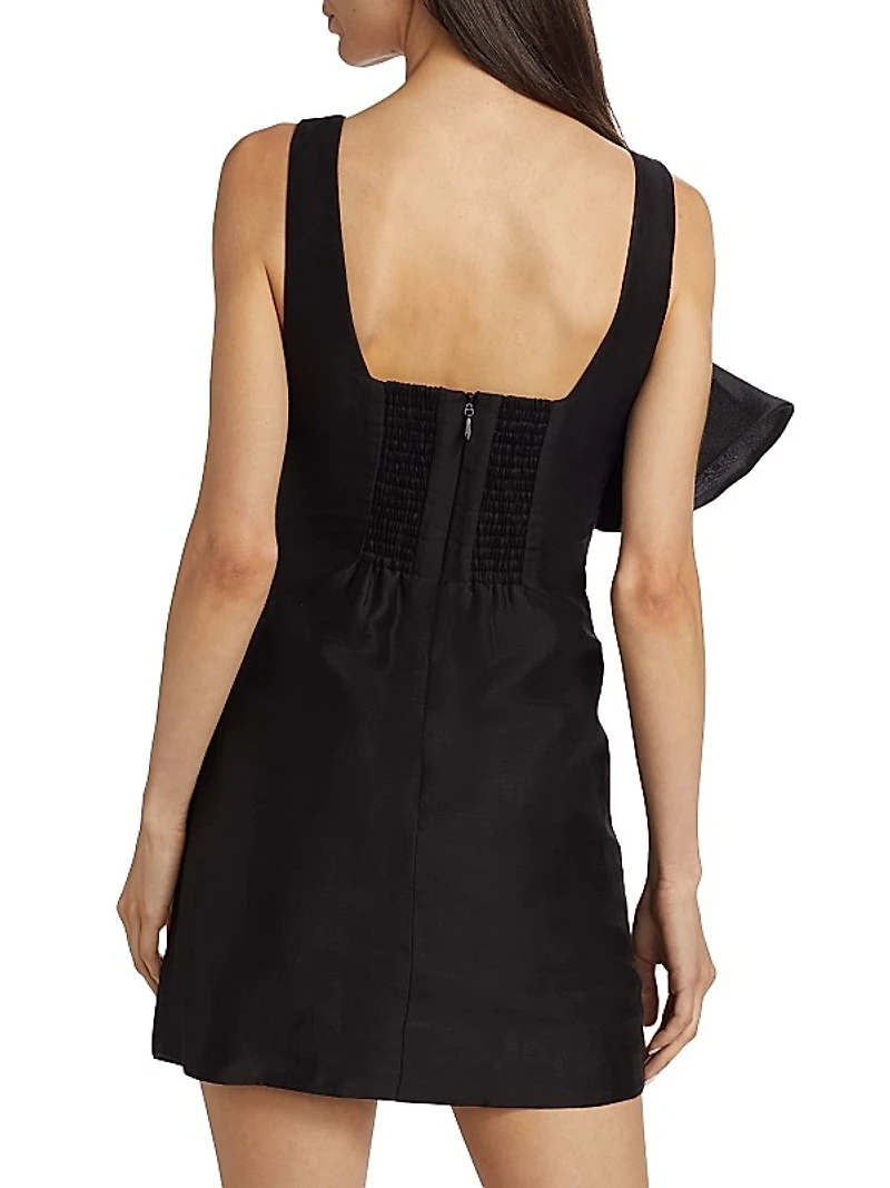 Energy Floral Ruched Linen-Blend Minidress