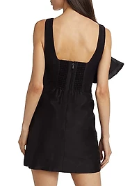 Energy Floral Ruched Linen-Blend Minidress