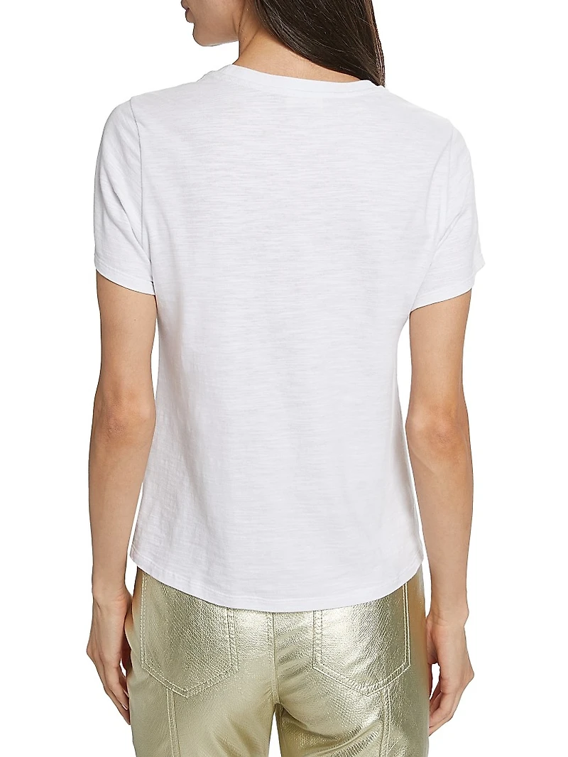 Bonjour Sequined Slub Cotton T-Shirt
