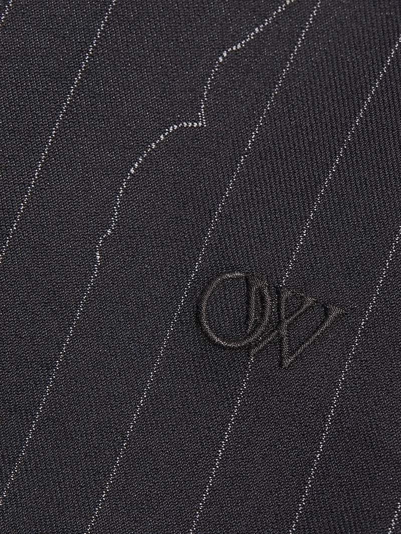 Pinstripe Wool-Blend Draped Minidress