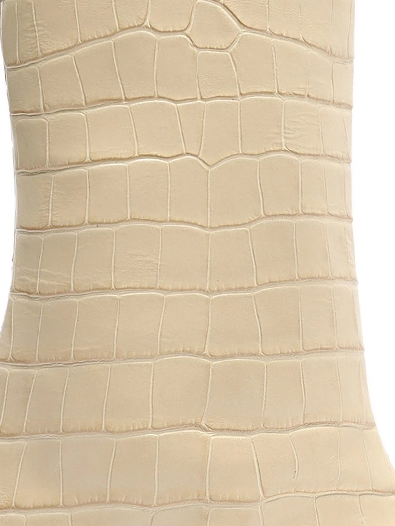 Maryana Crocodile-Embossed Leather Knee-High Boots