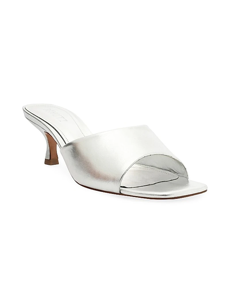 Dethalia 65MM Metallic Leather Kitten-Heel Sandals