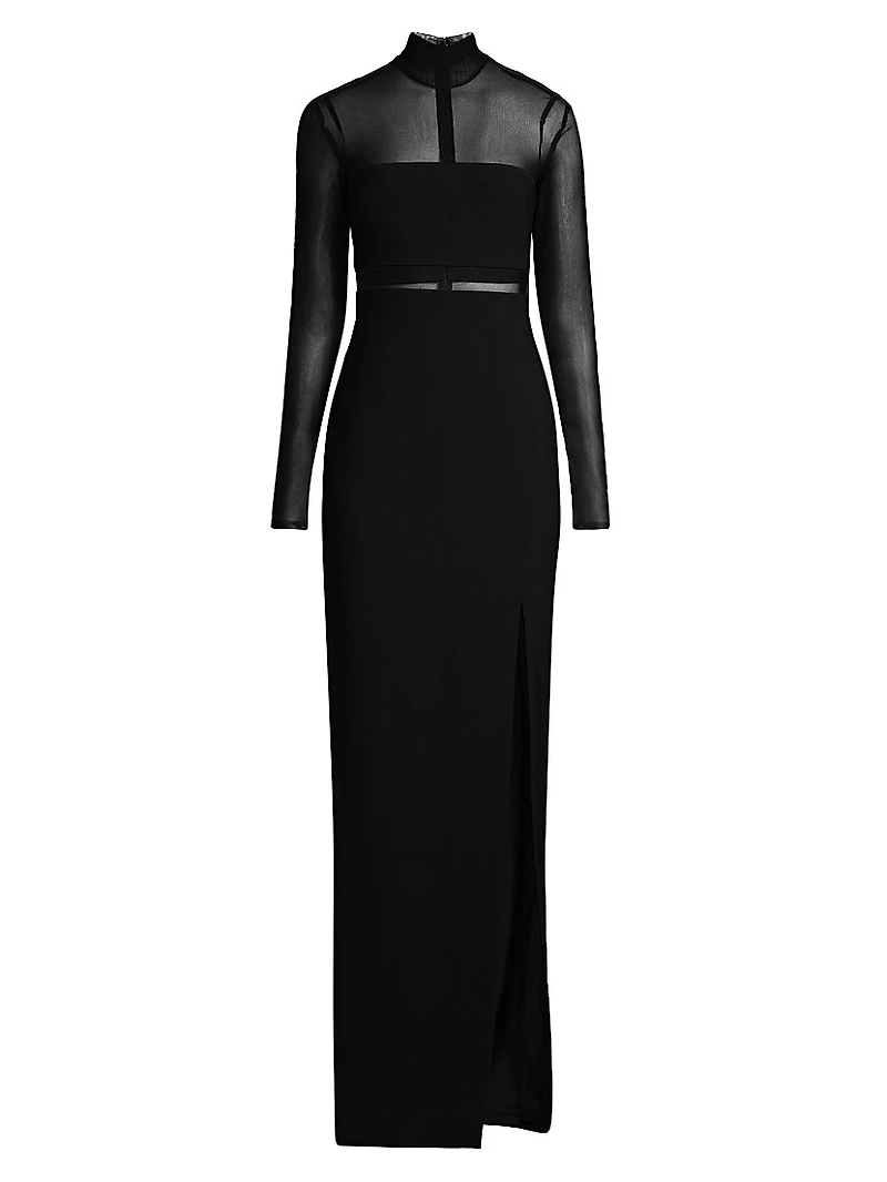 Andie Semi-Sheer Turtleneck Gown