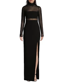 Andie Semi-Sheer Turtleneck Gown