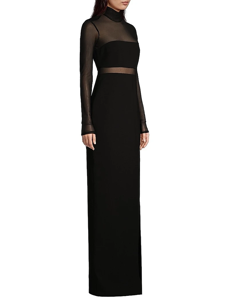 Andie Semi-Sheer Turtleneck Gown