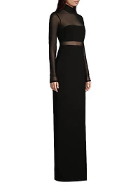 Andie Semi-Sheer Turtleneck Gown