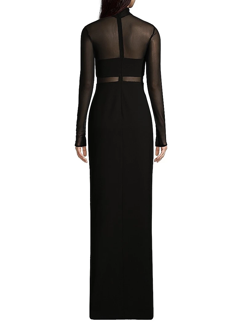 Andie Semi-Sheer Turtleneck Gown