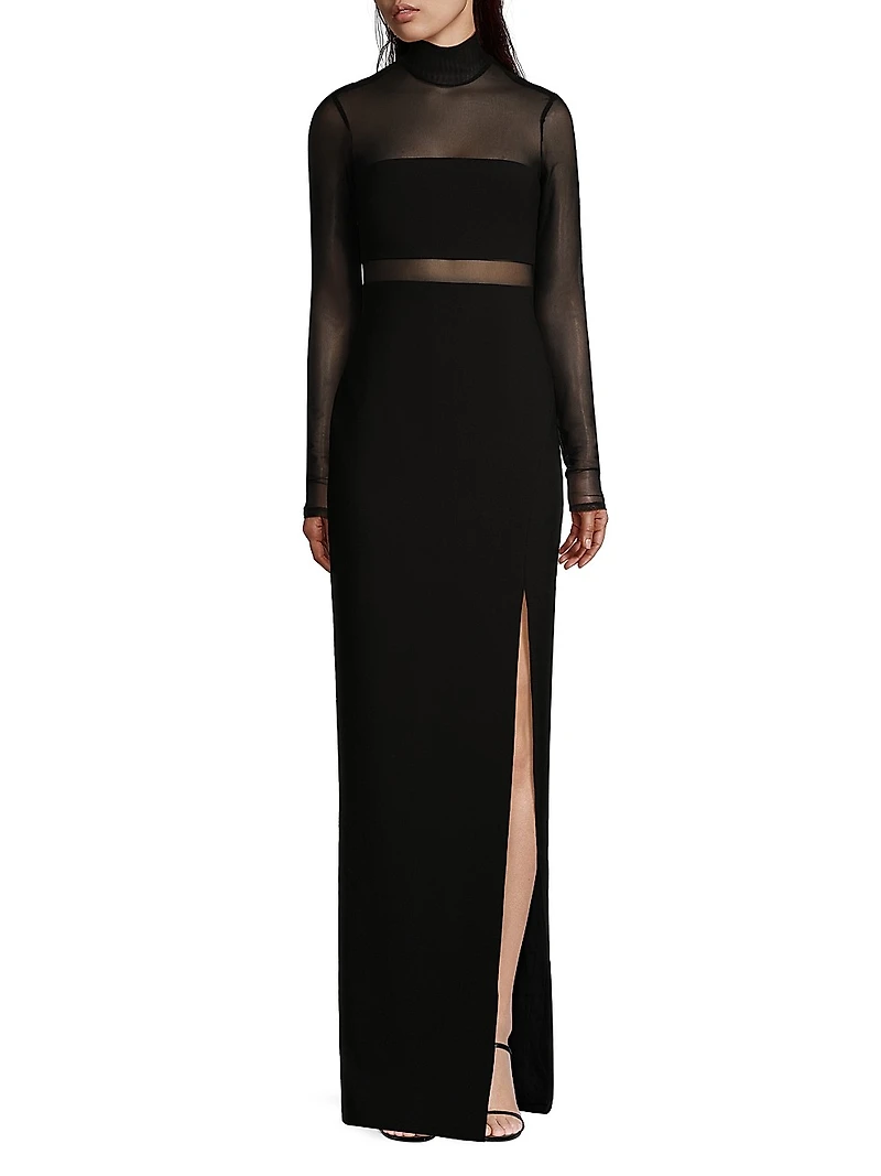 Andie Semi-Sheer Turtleneck Gown