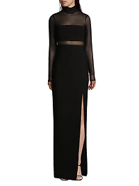 Andie Semi-Sheer Turtleneck Gown