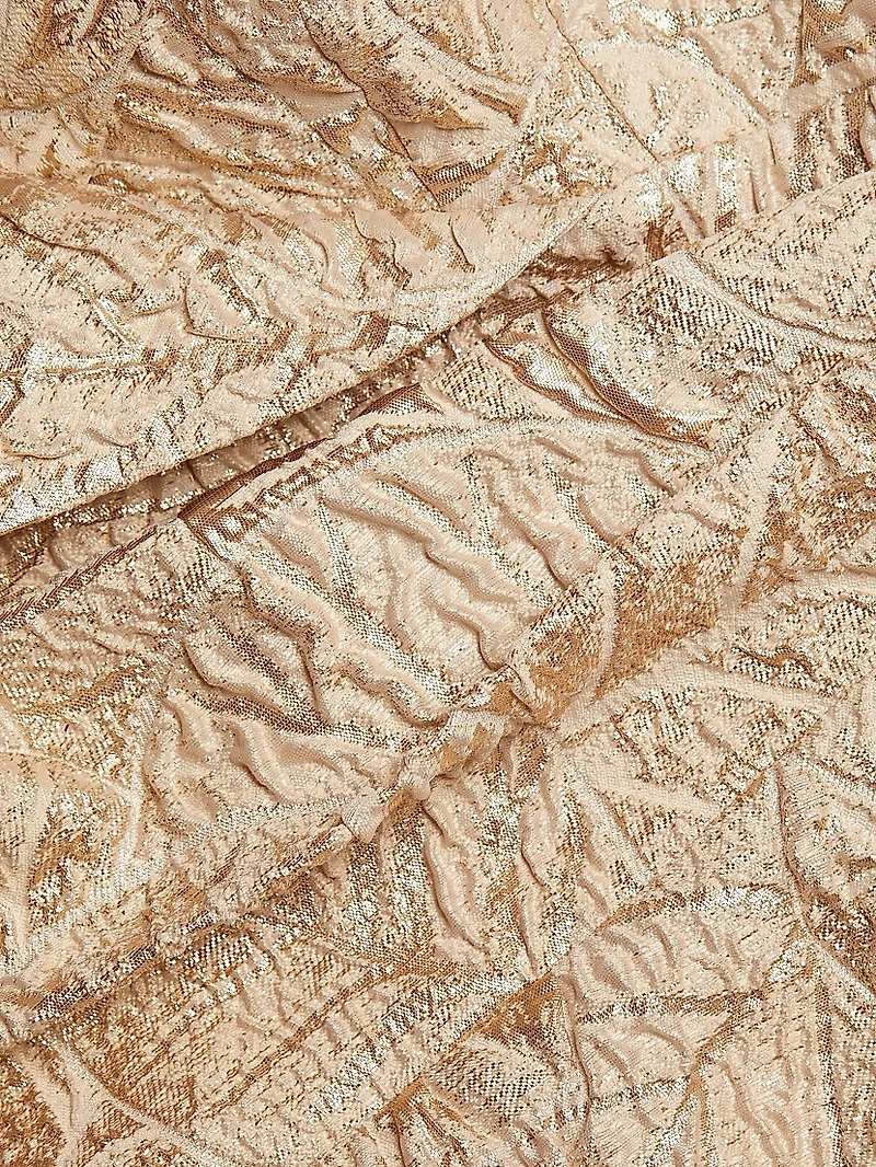 Metallic Jacquard Off-The-Shoulder Gown