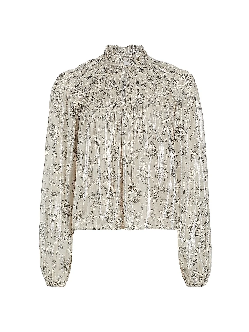 Meredith Smocked Metallic Top