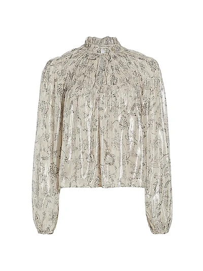 Meredith Smocked Metallic Top