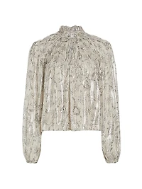 Meredith Smocked Metallic Top