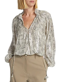 Meredith Smocked Metallic Top