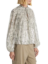 Meredith Smocked Metallic Top