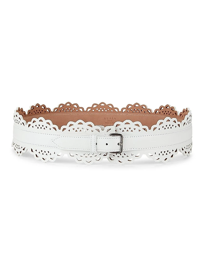 Geometric Leather Waist Belt