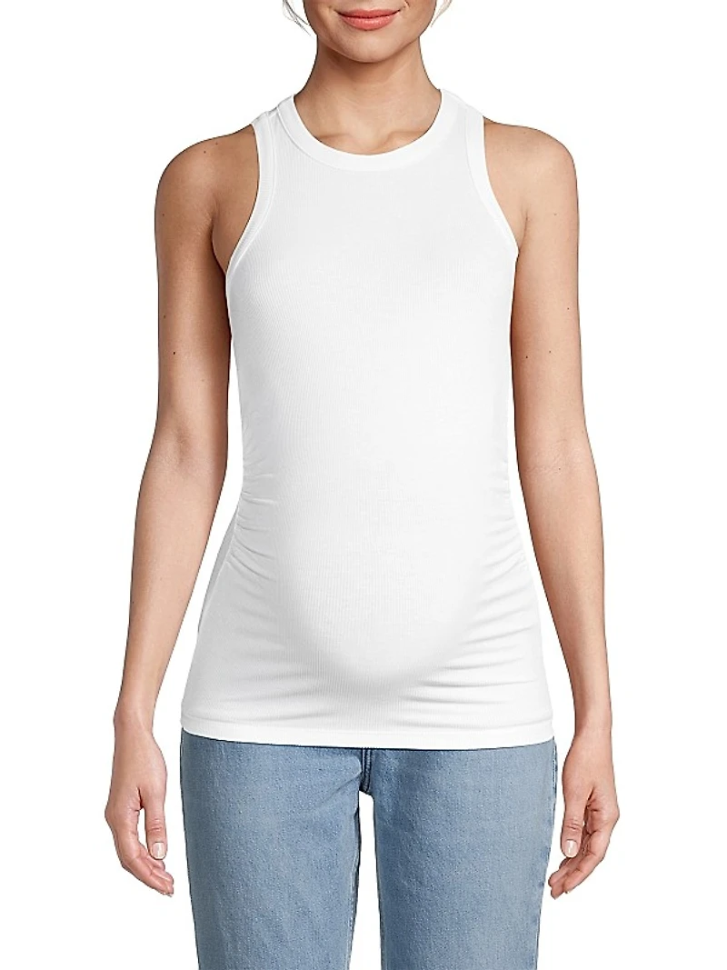 Rib-Knit Ruched Tank