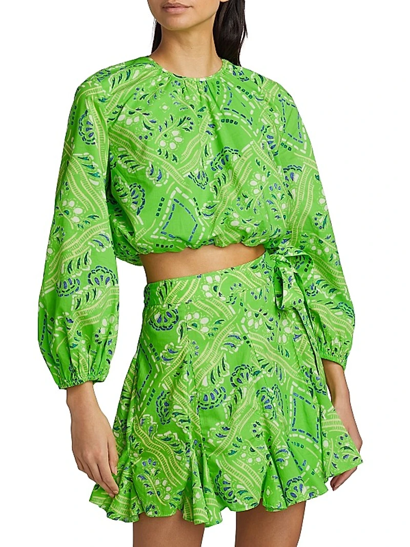 Azure Paisley Cotton Blouse