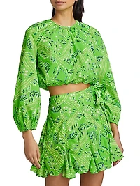 Azure Paisley Cotton Blouse