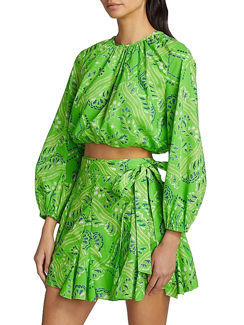 Azure Paisley Cotton Blouse