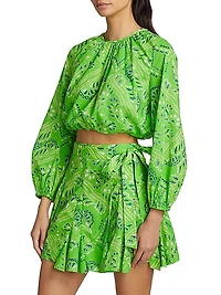 Azure Paisley Cotton Blouse