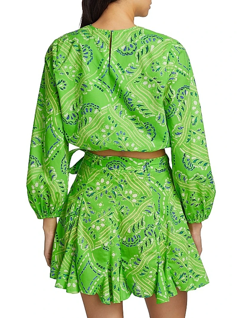 Azure Paisley Cotton Blouse