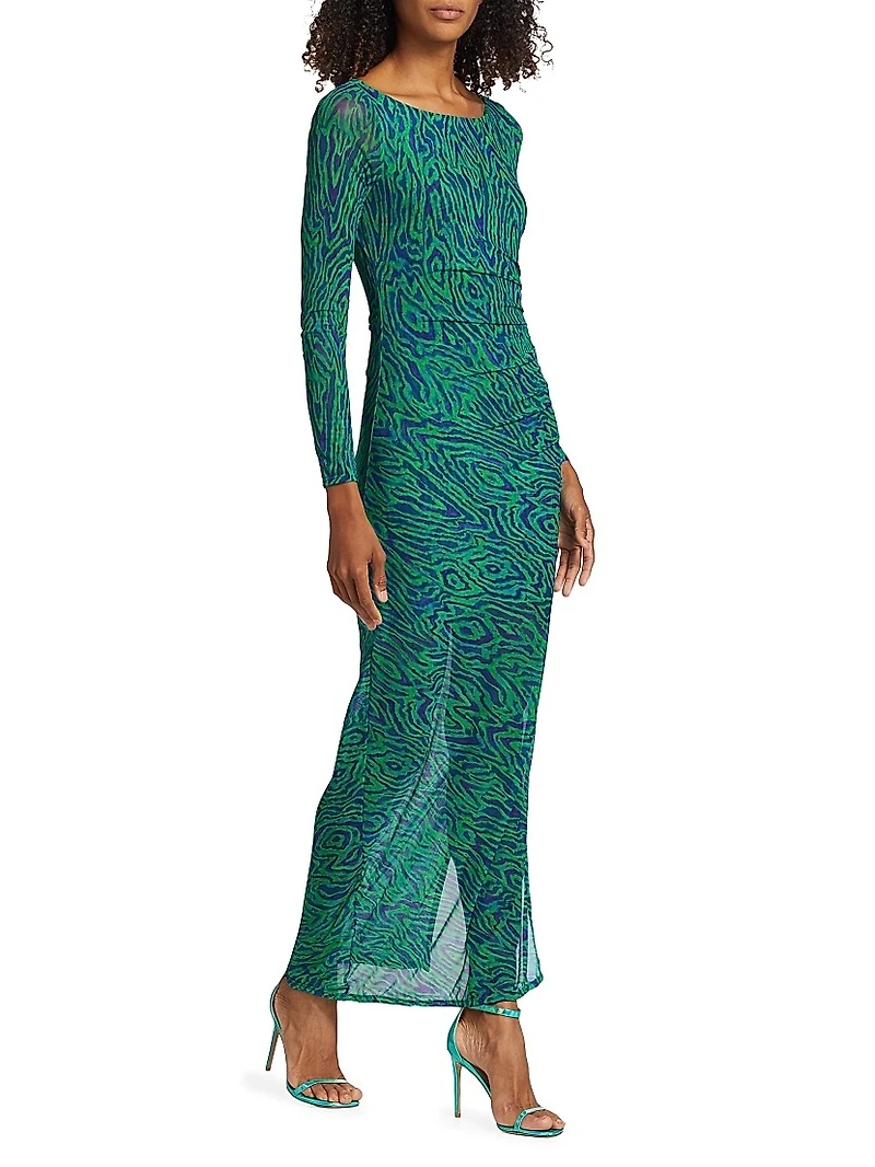 Rex Printed Mesh Midi-Dress