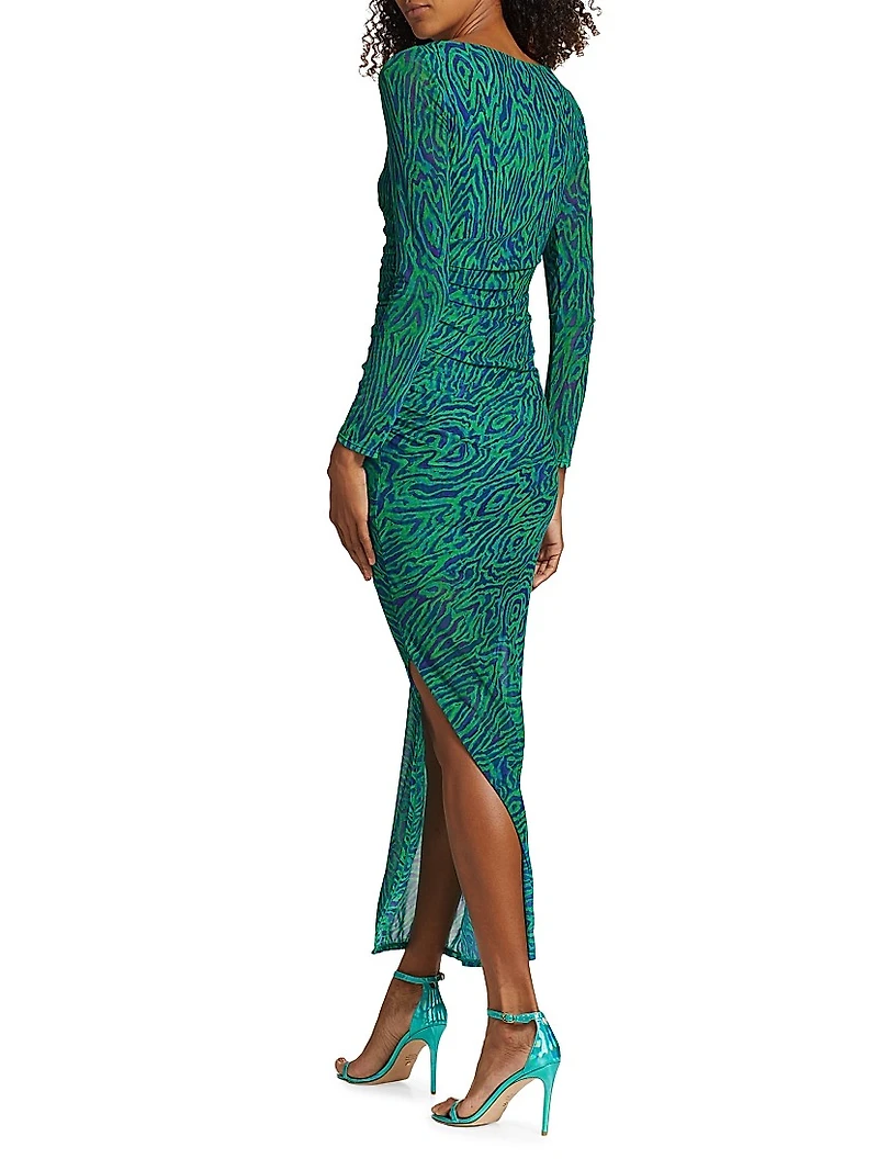 Rex Printed Mesh Midi-Dress