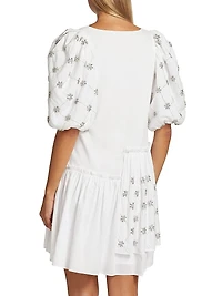 Elsa Embellished Cotton Wrap Minidress