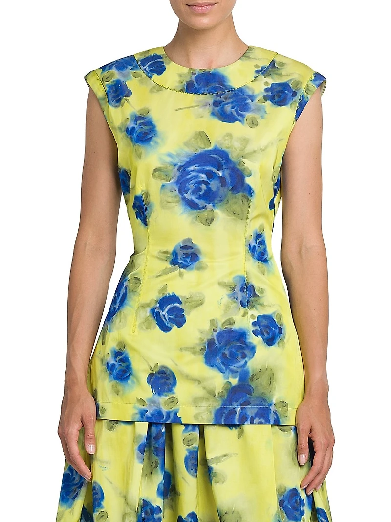 Floral Cotton-Blend Blouse