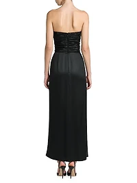 Strapless Gathered Silk Gown