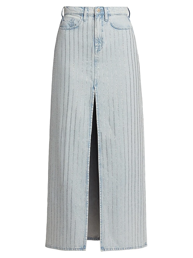 Ms. Sofiane Crystal-Embellished Denim Skirt