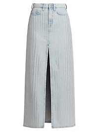 Ms. Sofiane Crystal-Embellished Denim Skirt
