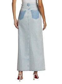 Ms. Sofiane Crystal-Embellished Denim Skirt
