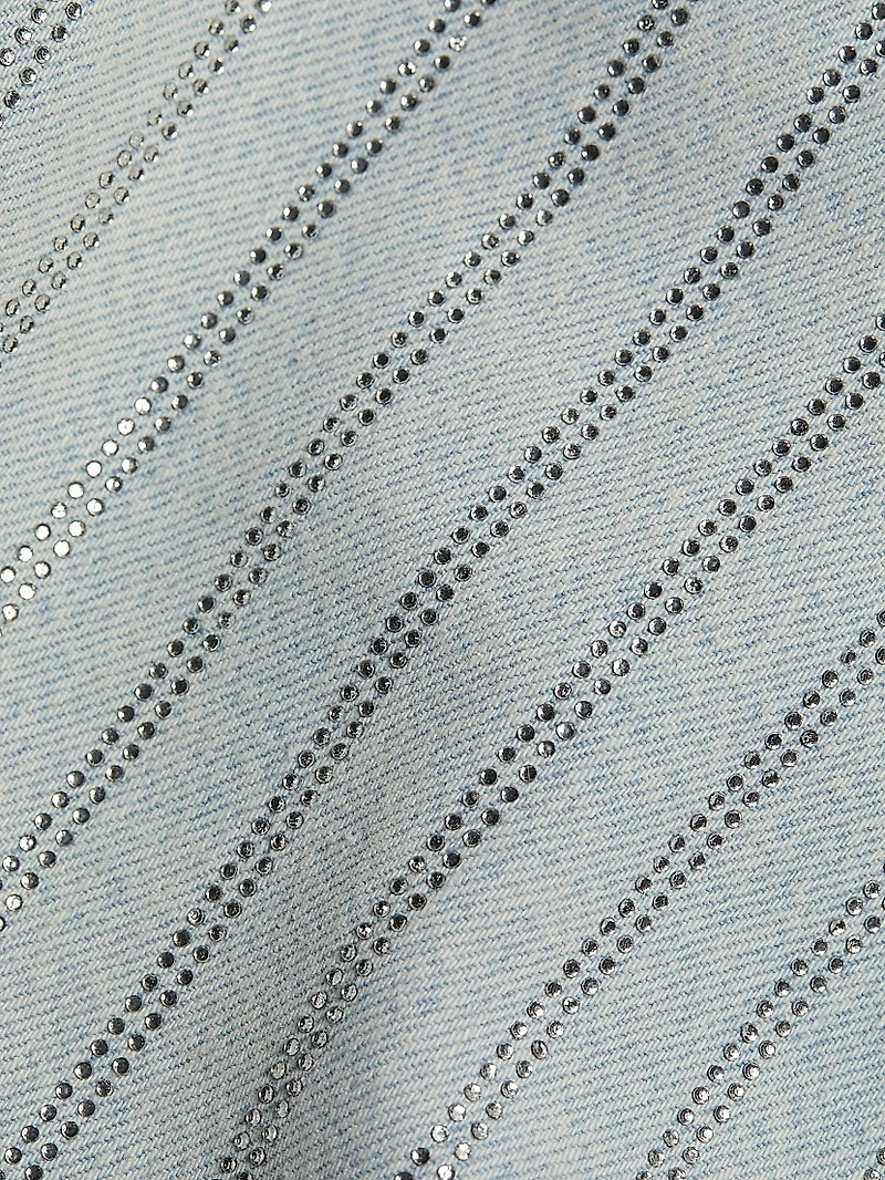 Ms. Sofiane Crystal-Embellished Denim Skirt