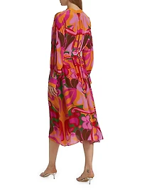 Camila Belted Floral Cotton Crepe Maxi Shirtdress