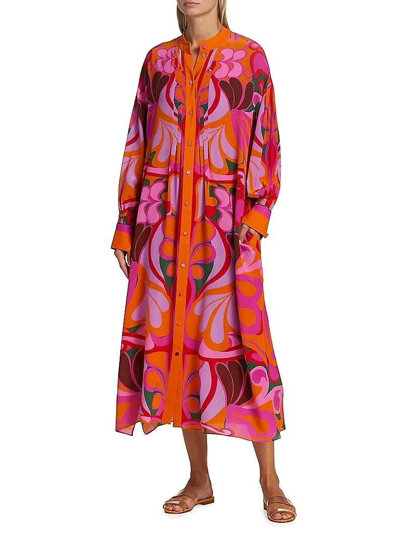 Camila Belted Floral Cotton Crepe Maxi Shirtdress